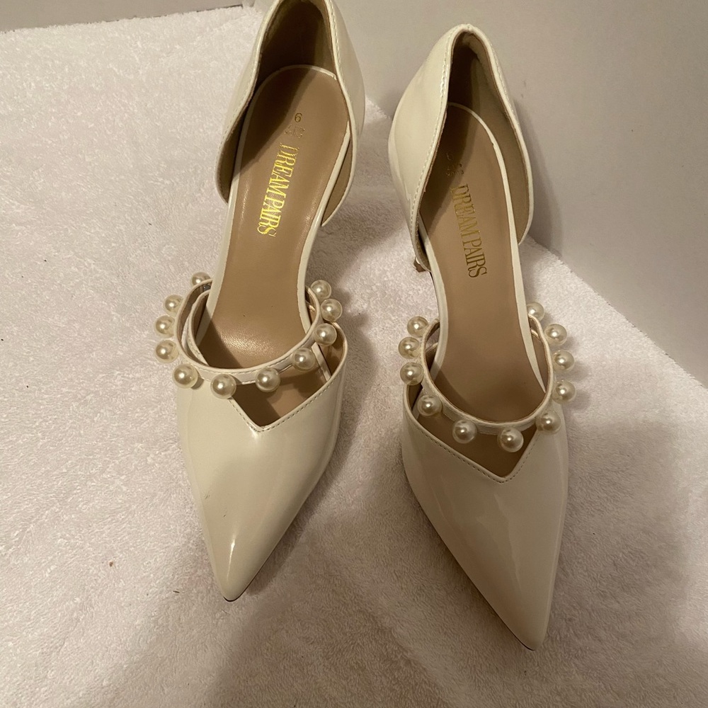Jessica Cream Heels with Sophisticated Embellishment
